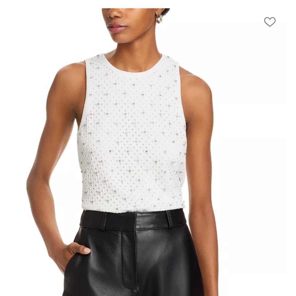 AQUA Sleeveless Rhinestone Tank Top – NWT – White